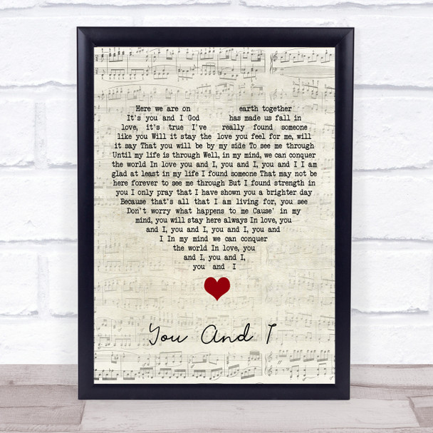 Stevie Wonder You And I Script Heart Song Lyric Quote Music Print