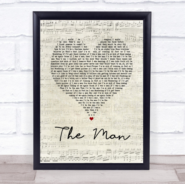 Taylor Swift The Man Script Heart Song Lyric Quote Music Print