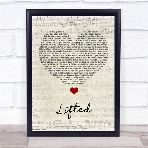 Lighthouse Family Lifted Script Heart Song Lyric Quote Music Print