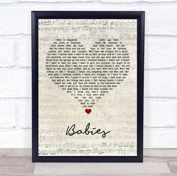 Pulp Babies Script Heart Song Lyric Quote Music Print