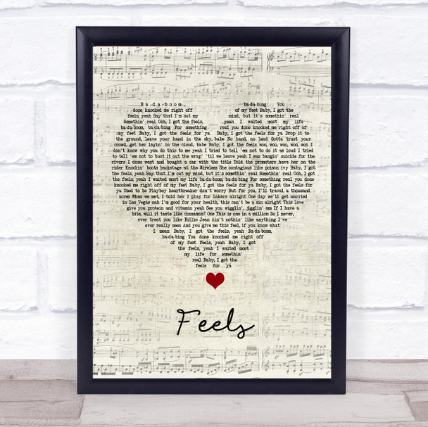 Ed Sheeran Feels Script Heart Song Lyric Quote Music Print