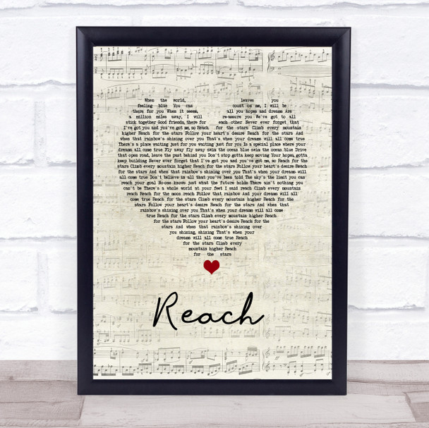 S Club 7 Reach Script Heart Song Lyric Quote Music Print