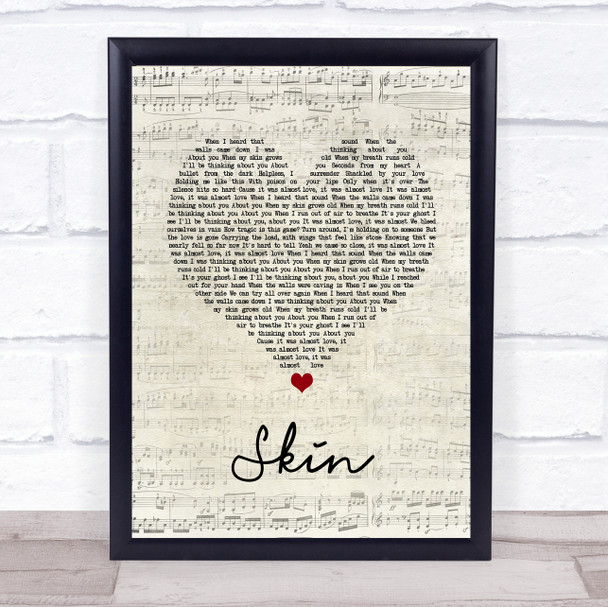 Rag'n'Bone Man Skin Script Heart Song Lyric Quote Music Print