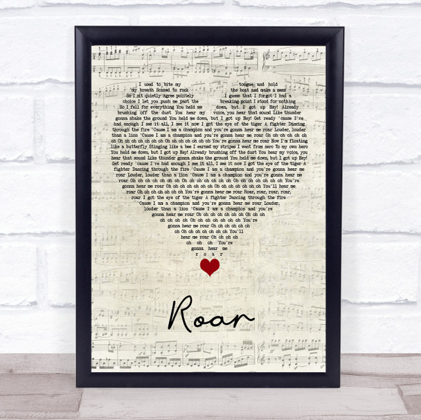 Katy Perry Roar Script Heart Song Lyric Quote Music Print