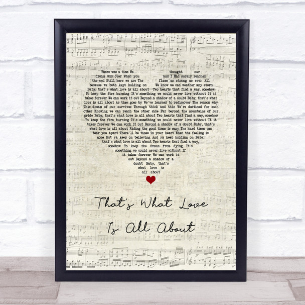 Michael Bolton That's What Love Is All About Script Heart Song Lyric Wall Art Print