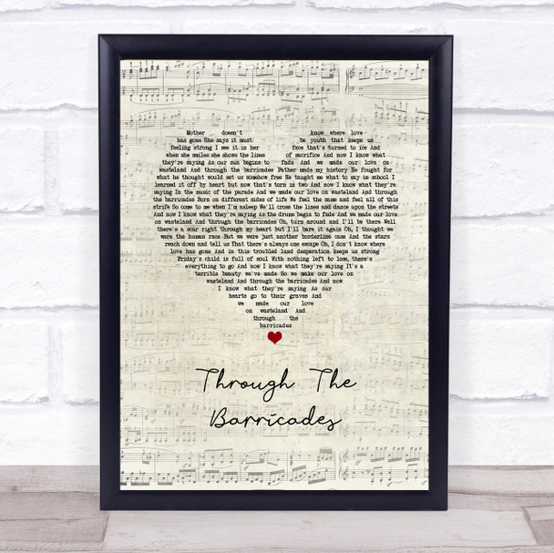 Spandau Ballet Through The Barricades Script Heart Song Lyric Wall Art Print