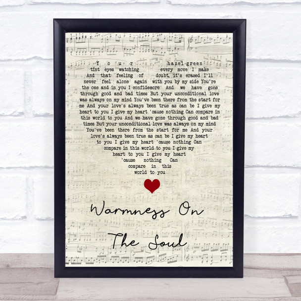Avenged Sevenfold Warmness On The Soul Script Heart Song Lyric Wall Art Print