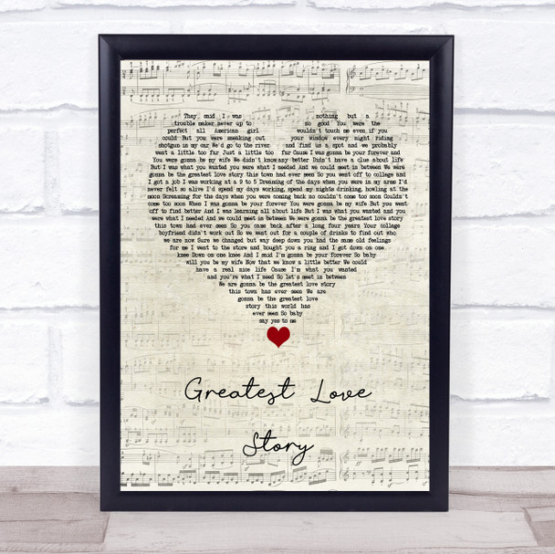LANCO Greatest Love Story Script Heart Song Lyric Wall Art Print