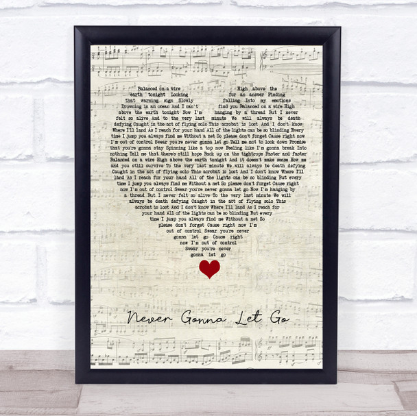 Shinedown Never Gonna Let Go Script Heart Song Lyric Wall Art Print