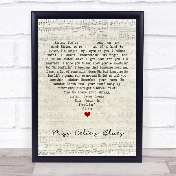 Quincy Jones Miss Celie's Blues Script Heart Song Lyric Wall Art Print