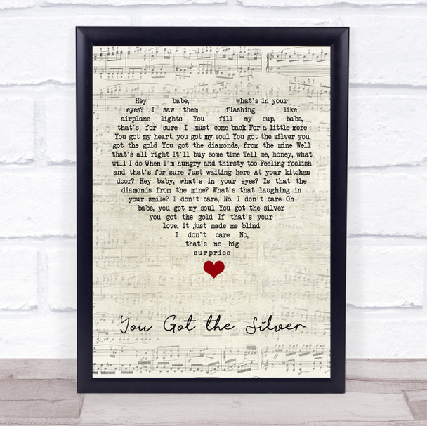The Rolling Stones You Got the Silver Script Heart Song Lyric Wall Art Print