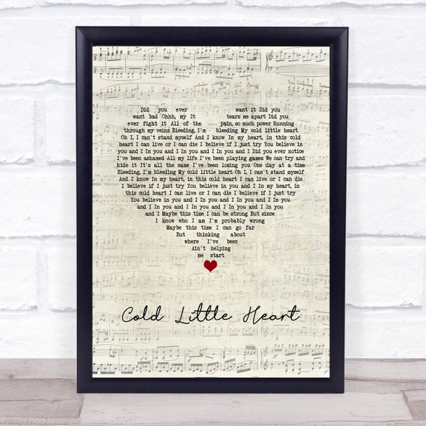 Michael Kiwanuka Cold Little Heart Script Heart Song Lyric Wall Art Print