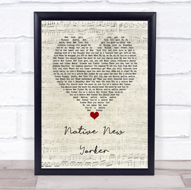 Odyssey Native New Yorker Script Heart Song Lyric Wall Art Print