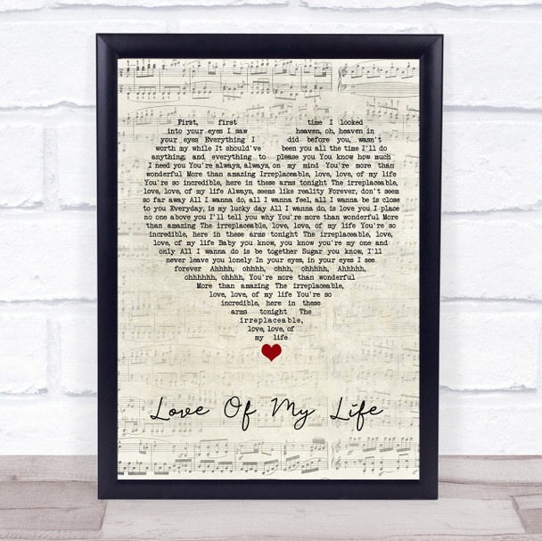 Brian McKnight Love Of My Life Script Heart Song Lyric Wall Art Print