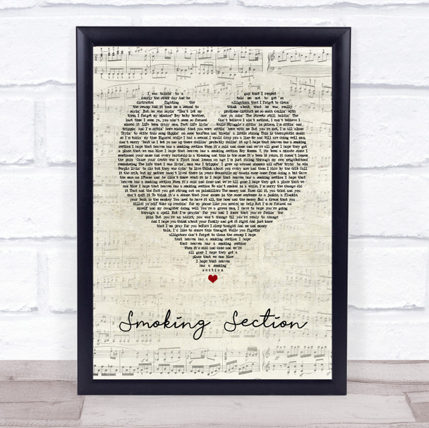 Jelly Roll Smoking Section Script Heart Song Lyric Wall Art Print