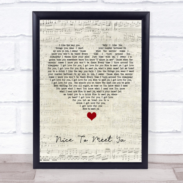 Niall Horan Nice To Meet Ya Script Heart Song Lyric Wall Art Print