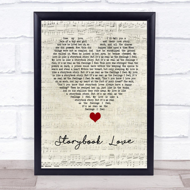 Mark Knopfler & Willy DeVille Storybook Love Script Heart Song Lyric Wall Art Print
