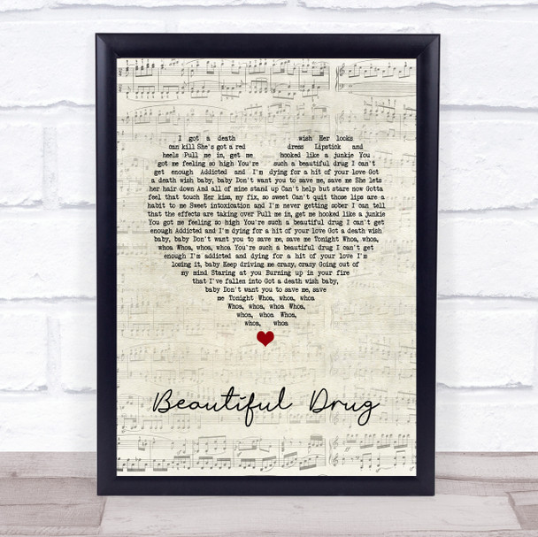 Zac Brown Band Beautiful Drug Script Heart Song Lyric Wall Art Print