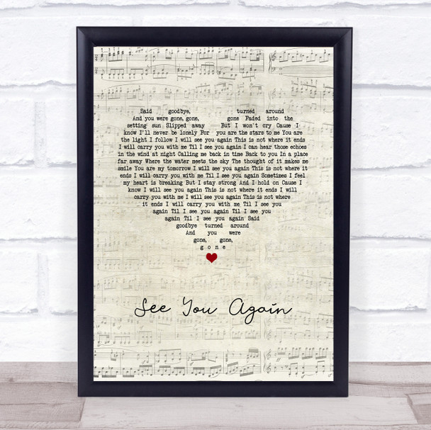 Carrie Underwood See You Again Script Heart Song Lyric Wall Art Print