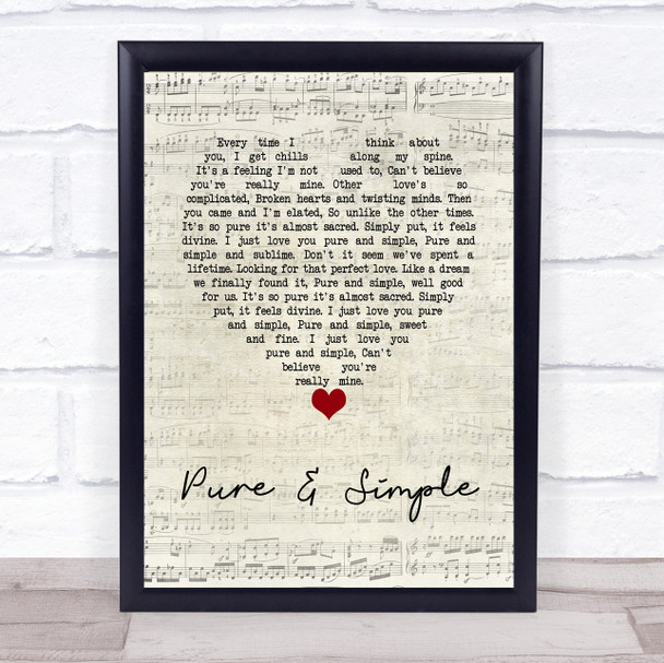 Dolly Parton Pure & Simple Script Heart Song Lyric Wall Art Print