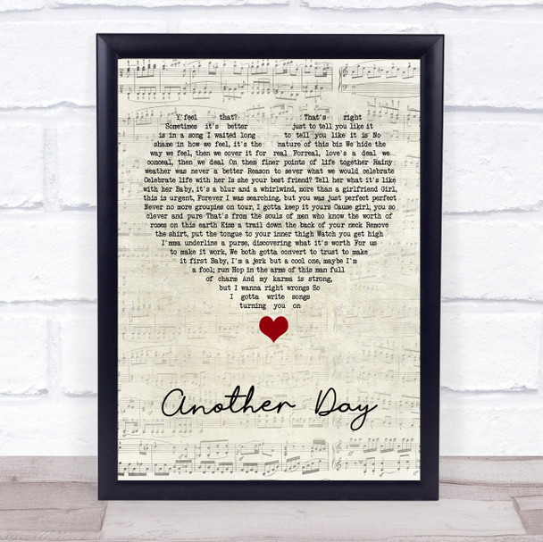 Living Legends Another Day Script Heart Song Lyric Wall Art Print