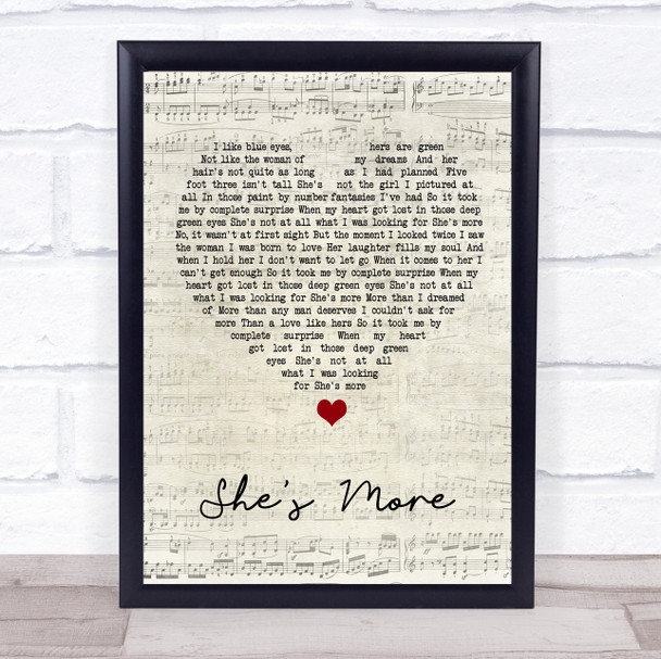 Andy Griggs She's More Script Heart Song Lyric Wall Art Print Andy Griggs She's More Script Heart Song Lyric Wall Art Print
