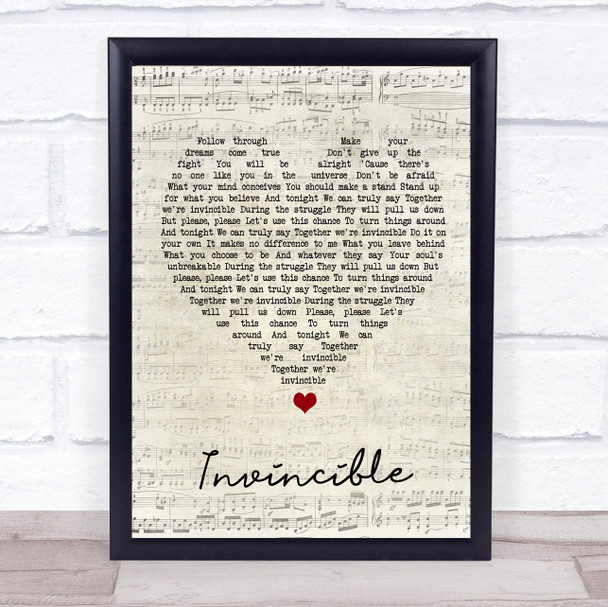 Muse Invincible Script Heart Song Lyric Wall Art Print