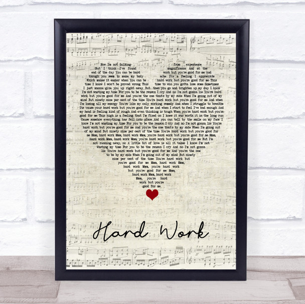 Ella Henderson Hard Work Script Heart Song Lyric Wall Art Print