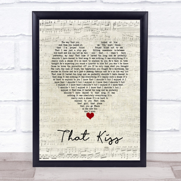 The Courteeners That Kiss Script Heart Song Lyric Wall Art Print