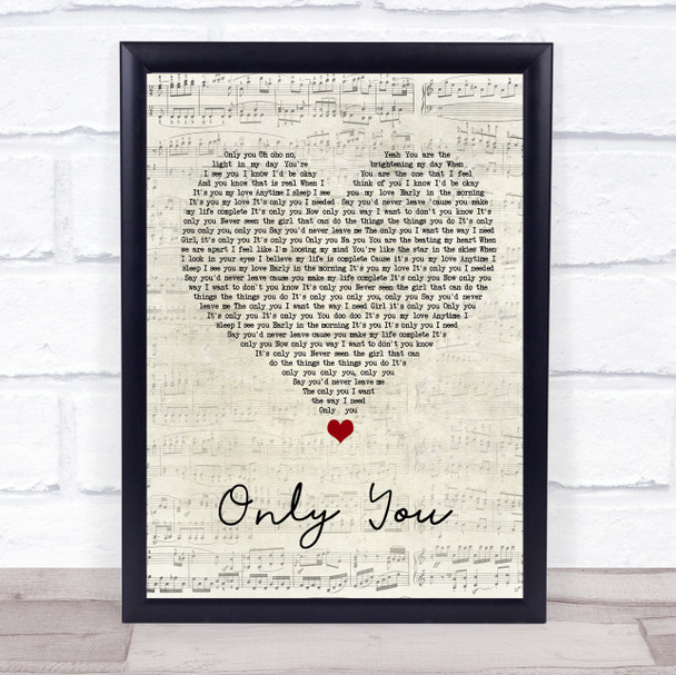 Ric Hassani Only You Script Heart Song Lyric Wall Art Print