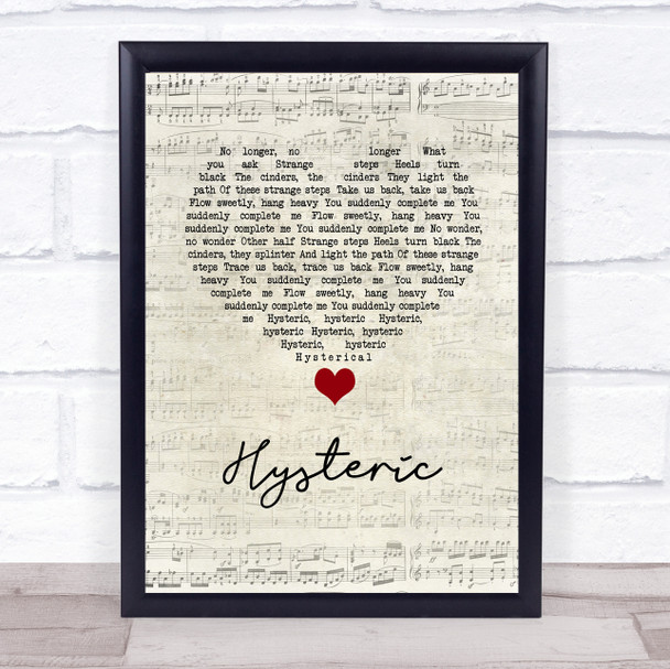 Yeah Yeah Yeahs Hysteric Script Heart Song Lyric Wall Art Print