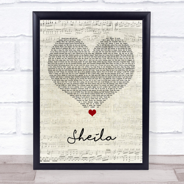 Jamie T Sheila Script Heart Song Lyric Wall Art Print