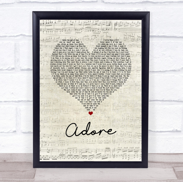 Prince Adore Script Heart Song Lyric Wall Art Print