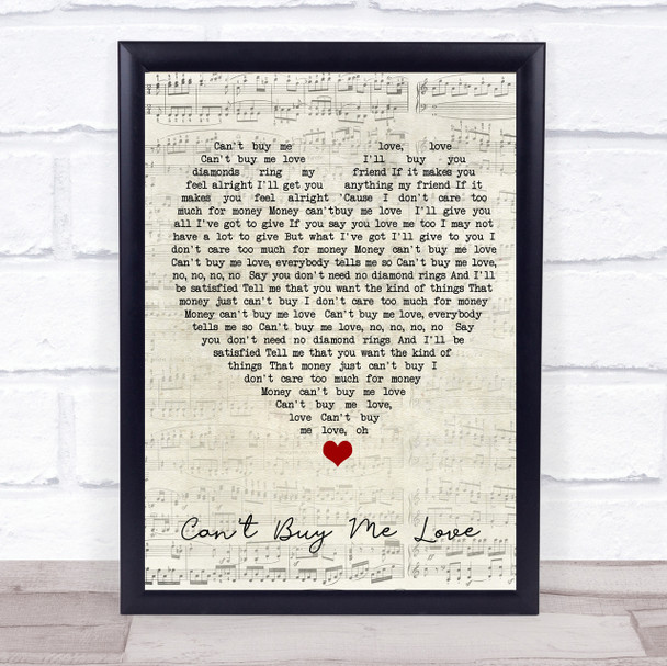 Can't Buy Me Love The Beatles Script Heart Quote Song Lyric Print