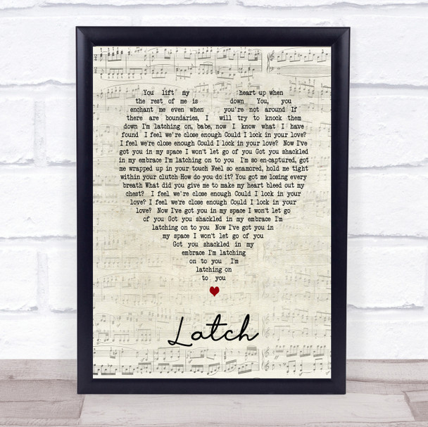 Latch Sam Smith Script Heart Song Lyric Quote Print