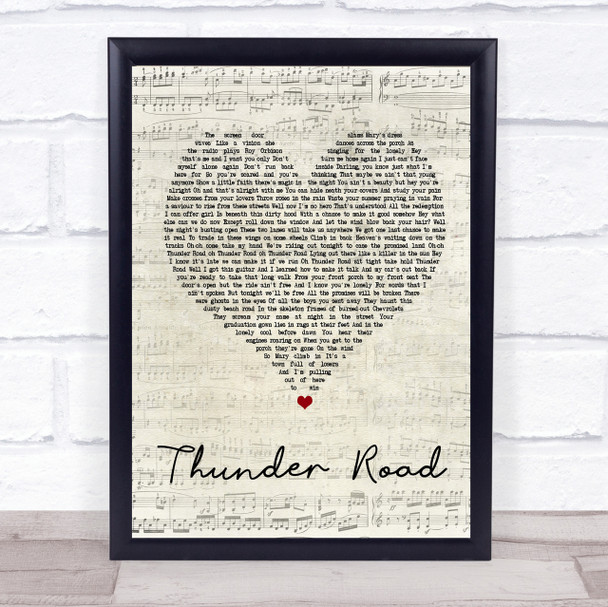 Bruce Springsteen Thunder Road Script Heart Song Lyric Quote Print