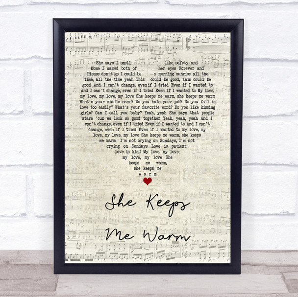 Mary Lambert She Keeps Me Warm Script Heart Song Lyric Quote Print