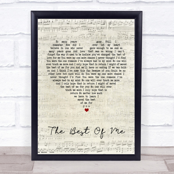 Richard Marx The Best Of Me Script Heart Song Lyric Quote Print