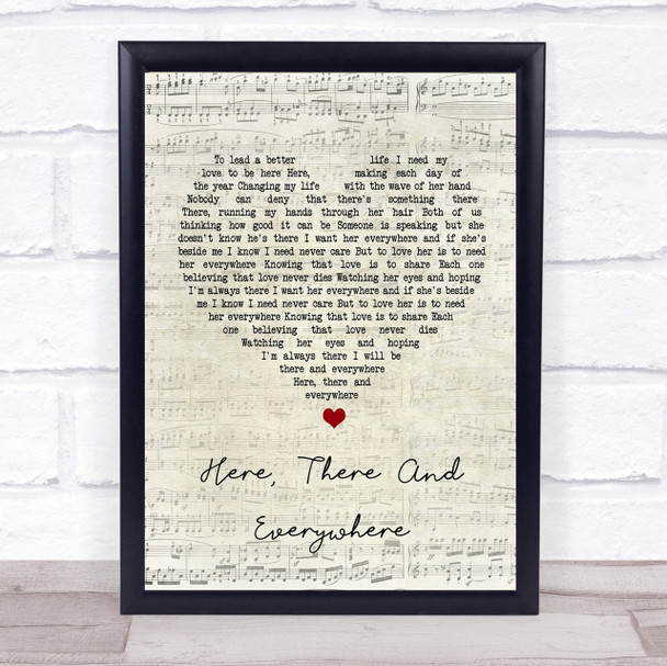 The Beatles Here, There And Everywhere Script Heart Song Lyric Quote Print