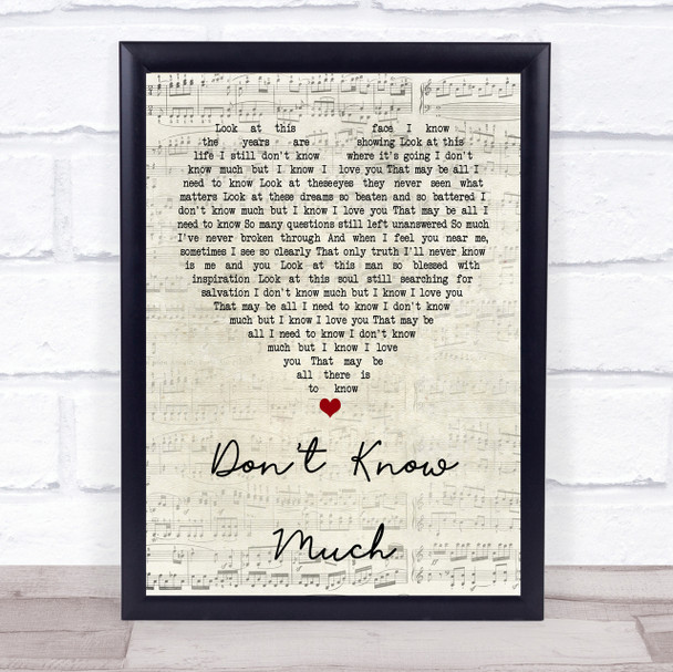 Aaron Neville and Linda Ronstadt Don't Know Much Script Heart Song Lyric Print