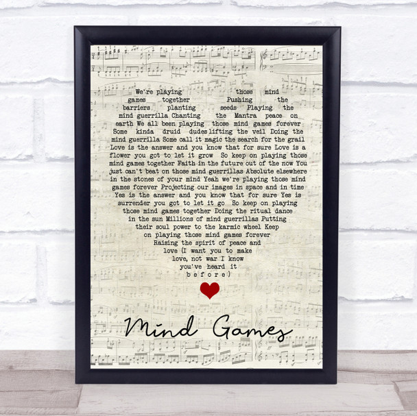 Mind Games John Lennon Script Heart Quote Song Lyric Print