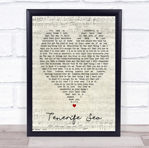 Tenerife Sea Ed Sheeran Script Heart Quote Song Lyric Print