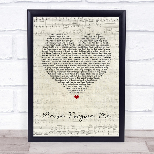 Bryan Adams Please Forgive Me Script Heart Song Lyric Quote Print