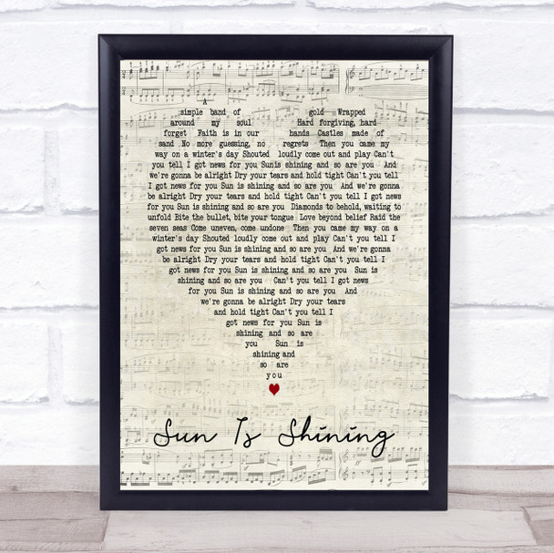 Sun Is Shining Axwell Ingrosso Script Heart Song Lyric Quote Print