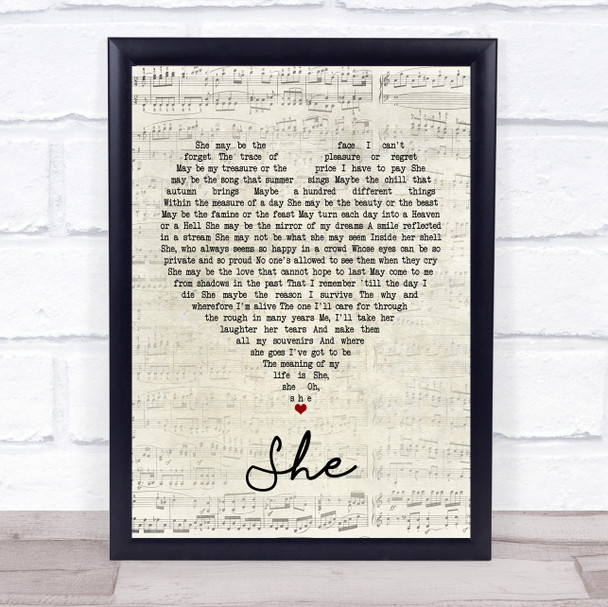 Elvis Costello She Script Heart Song Lyric Print