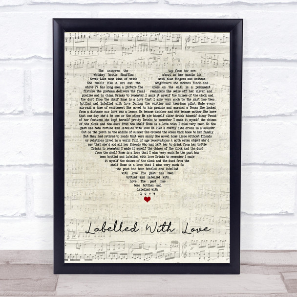 Squeeze Labelled With Love Script Heart Song Lyric Print