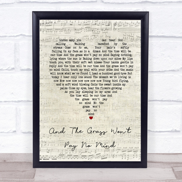 Elvis And The Grass Won't Pay No Mind Script Heart Song Lyric Print