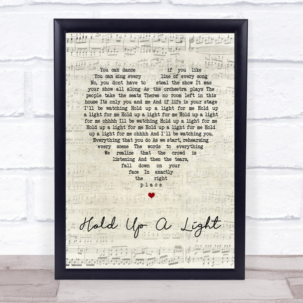 Take That Hold Up A Light Script Heart Song Lyric Print