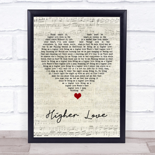 Steve Winwood Higher Love Script Heart Song Lyric Print