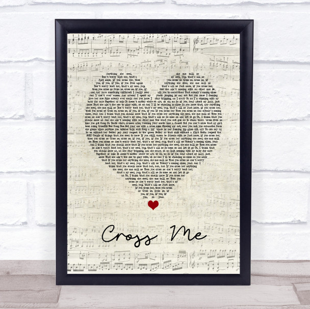 Ed Sheeran Cross Me Script Heart Song Lyric Print